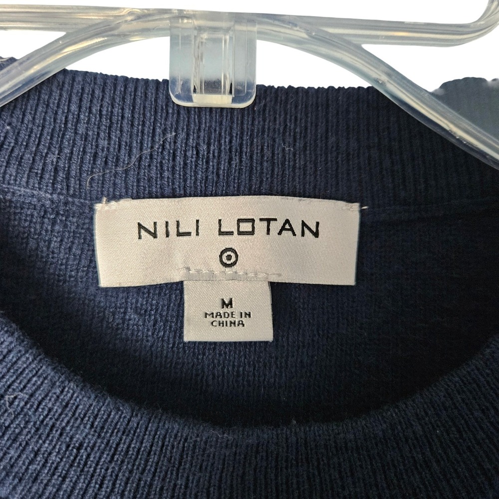 Nili Lotan x Target Navy Blue Stripe Sweater Cotton Wool Cashmere‎ Womens Medium - Picture 2 of 6